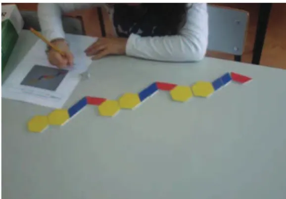 Figure 2. Student to solve the tasks with the manipulable material. 