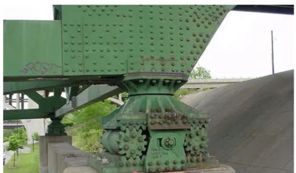 Figura 12 - Exemplo de um aparelho de apoio à base de roletes utilizado  na ponte I-35W