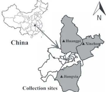 Figure 1 – Sample collection sites in Hubei province, China.