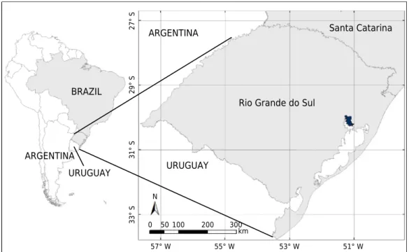 Figure 1. Location of the study area in the state of Rio Grande do Sul, Brazil.