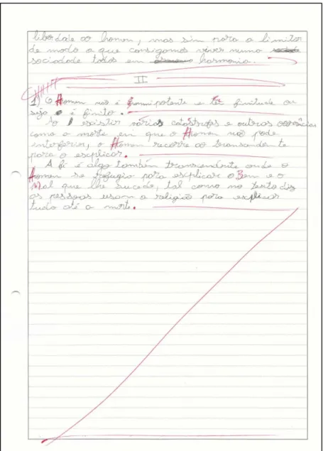 Ilustração 14 :D - Documentos de avaliação: exemplo de resposta de aluno a prova de avaliação escrita IV – parte II 