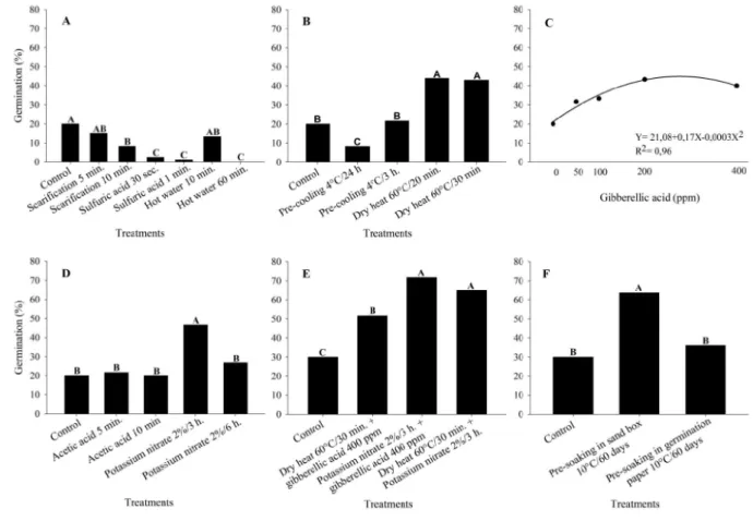 Figure 1 - Effect of the treatment to overcome dormancy on germination percentage in Borreria latifolia seeds