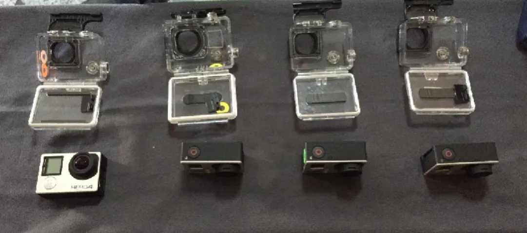 Figura 10: Quatro câmeras filmadoras GoPro utilizadas para avaliação da técnica 