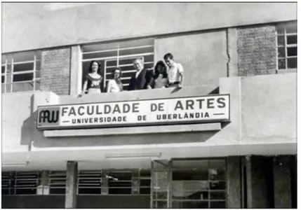 Figura 12 -  Antigo prédio da Faculdade de Artes da Universidade de Uberlândia (FAUU) na Avenida Fernando Vilela,  1978.