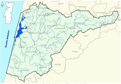 Figura 7 - Bacia hidrográfica do rio Vouga  Fonte: PBHV, 2001b . 