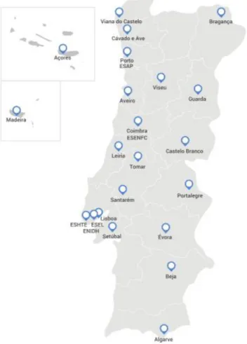 Figura 3 -  Distribuição Geográfica do Ensino Superior Politécnico em Portugal 