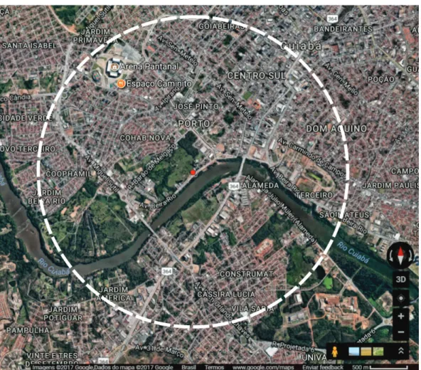 Figure 1. Region of study - Google Earth Pro - 15 ° 36’ S and 56 ° 06’O.