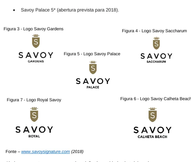 Figura 7 - Logo Royal Savoy  Figura 6 - Logo Savoy Calheta Beach Figura 3 - Logo Savoy Gardens Figura 4 - Logo Savoy Saccharum 