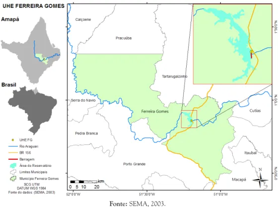 Figura 1 Localização da Usina Hidrelétrica Ferreira Gomes (UHEFG)-AP.