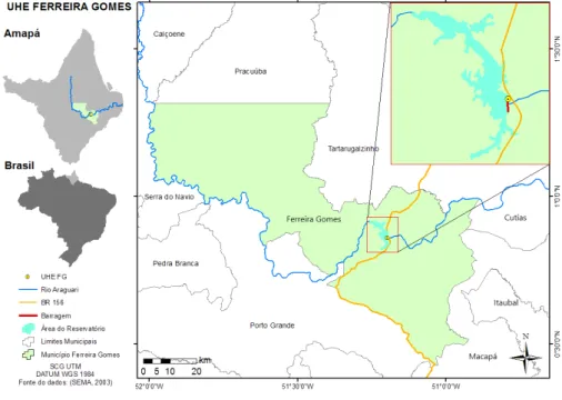 FIGURE 1. LOCATION OF FERREIRA GOMES HYDROELECTRIC  POWER PLANT (UHEFG) -AP.