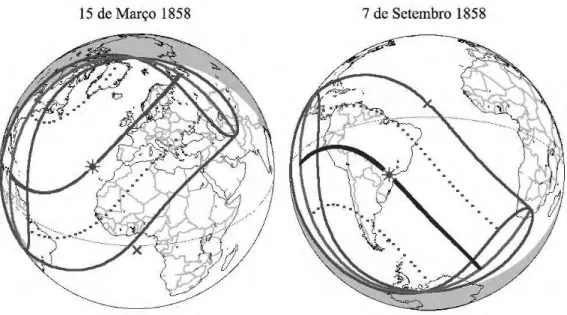 Tabela 2.16: Eclipses solares de 1858 segundo Eclipse Predictions by Fred Espenak and Jean Meeus (NASA’s GSFC)
