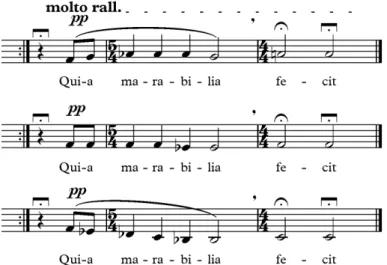 Fig. 10 - Final da obra &#34;Puer Natus&#34; com encadeamento tonal.