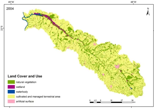 Figure 4.  Land cover and use in Jacaré-Pepira Watershed in 2004.