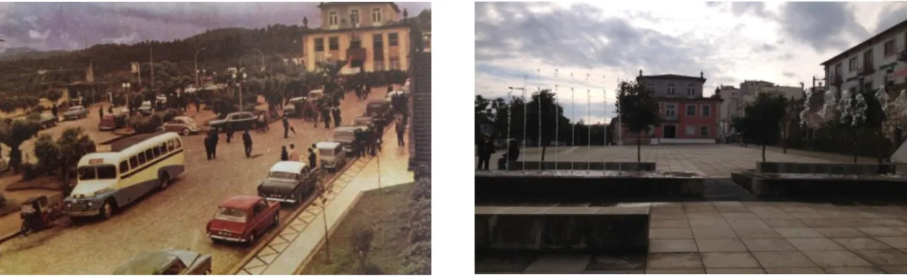 Figura 3: Praça Albino Alves Pereira (antes e depois das obras de requalificação). 