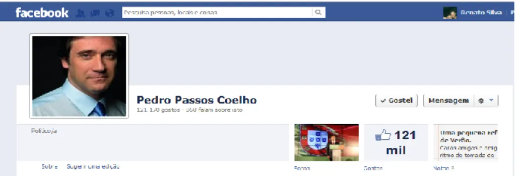 Figura 2: Página de Pedro Passos Coelho. Fonte: Facebook. 