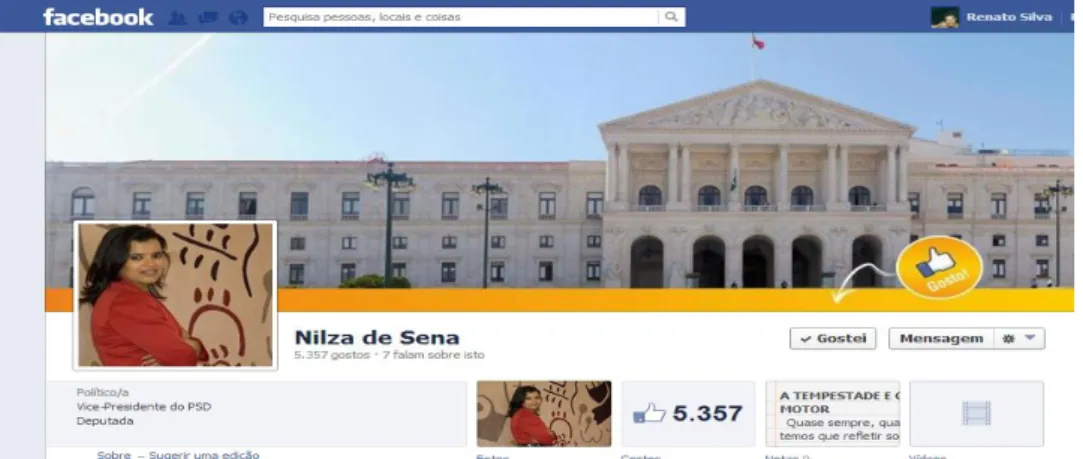 Figura 4: Página de Nilza de Sena. Fonte: Facebook. 