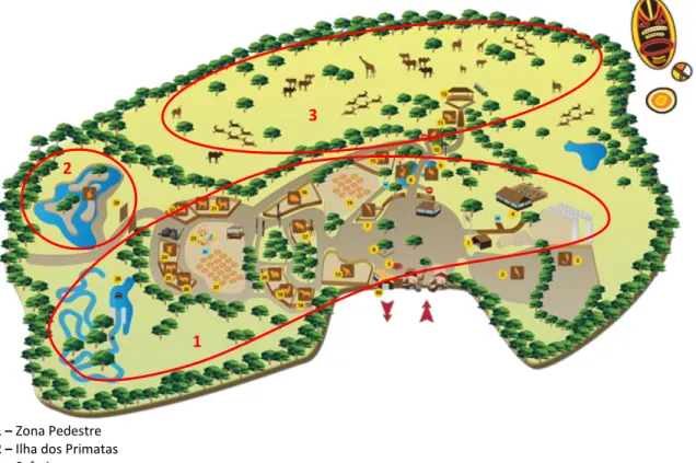 Figura 3 - Mapa Ilustrativo do Badoca Safari Park. Fonte: http://badoca.pt/programa-pedagogico-2014/informacoes.html 