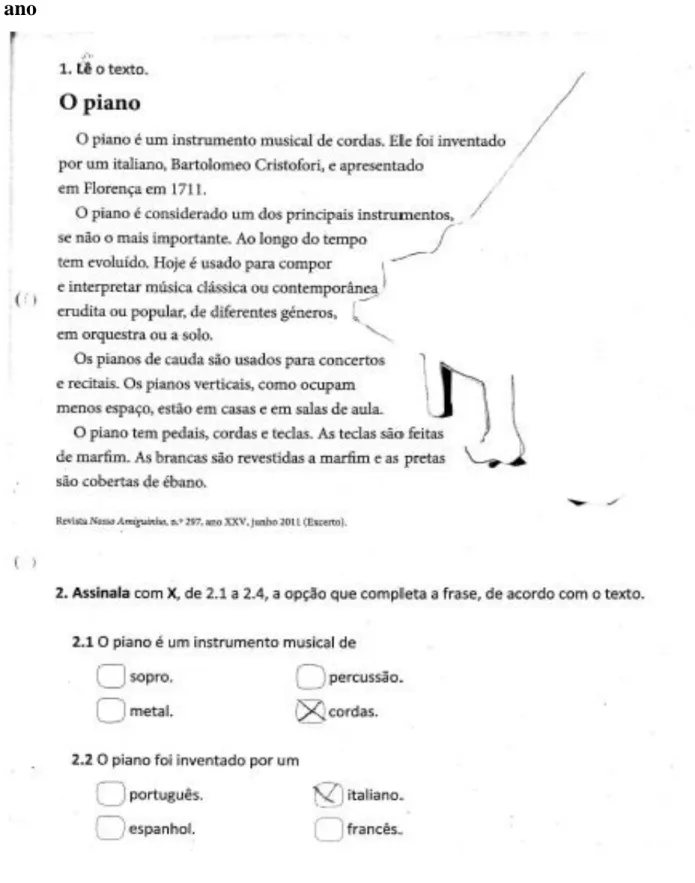Figura 1.Ficha de trabalho do livro de atividades de Português do 3.º ano (interpretação de texto) 