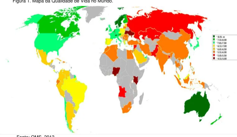 Figura 1. Mapa da Qualidade de Vida no Mundo. 
