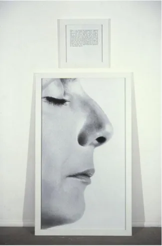 Figura 10  –  Sophie Calle. Le Nez, 2000. Fotografia, texto. 67 x 39 inches + 20 x 20 inches