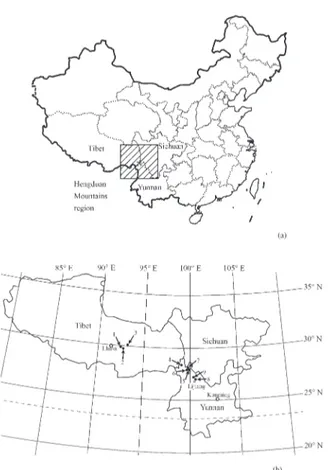 Figure 1 - Samples of nine Rhodiola crenulata populations from the Hengduan Mountains region, China