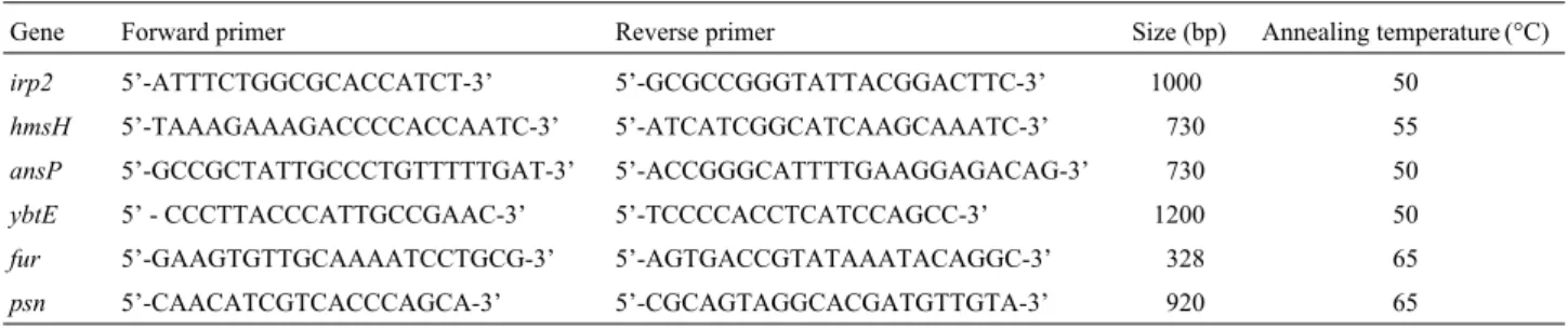 Table 1 - Primers used in the PCR analysis.