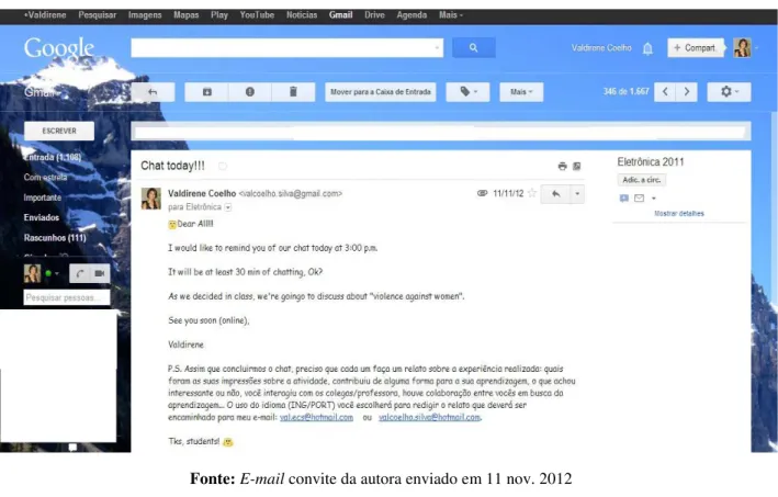 Figura 6 – E-mail convite para o primeiro chat 