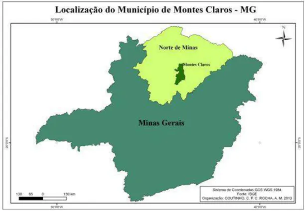 Figura 2: Localização do Município de Montes Claros - MG  Fonte: IBGE/2013 