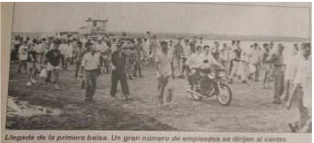 Figura 3 - Trabalhadores na travessia da Balsa Guaíra - Salto del Guairá 