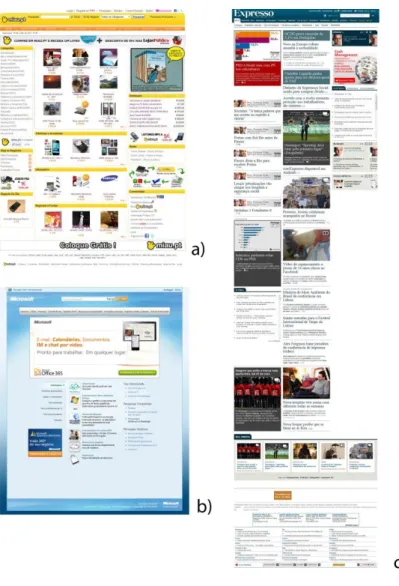 Figure 3.1. The web pages used in the case study. a) Miau Ecommerc Web page. b) Microsoft  Company web page