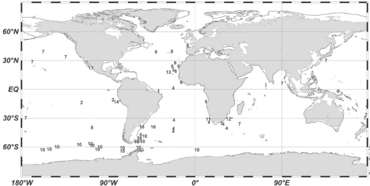 Figure 3. Global distribution of the narcomedusa Pegantha laevis based on this study and literature records