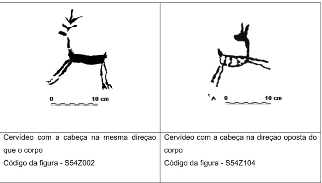 Fig. 59 – Exemplos de cervídeos com relação diversa entre a direção do corpo e a direção da  cabeça