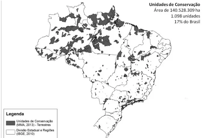 Figura 1 Unidades de Conservação Terrestres no Território Brasileiro. (Fonte: Instituto Chico Mendes De  biodiversidade (2016)) 