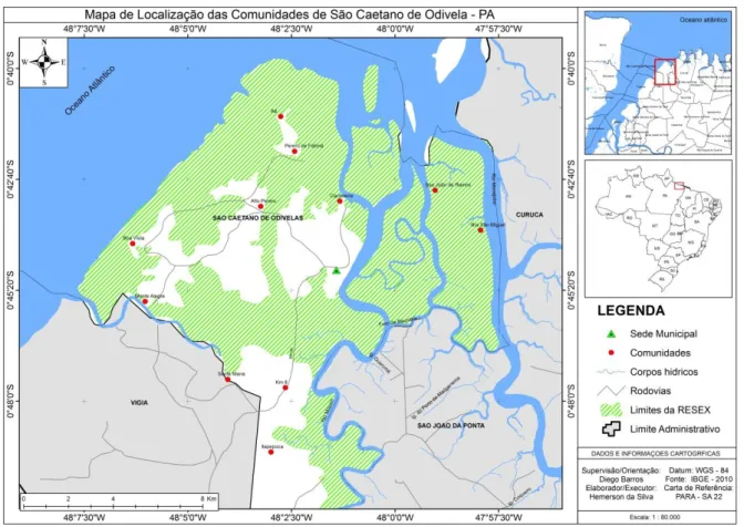 Figura 2  –  Mapa de localização das comunidades envolvidas na pesquisa