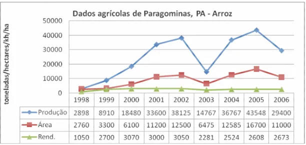 Gráfico 3 – Informações agrícolas de arroz (Oriza sativa L.) de Paragominas, PA. 