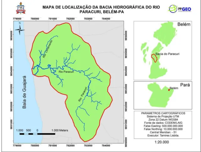 Figura 5: Mapa de localização da bacia hidrográfica do rio Paracuri. 