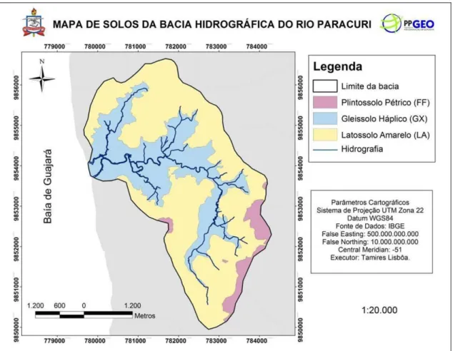Figura 8: Mapa de solos da bacia hidrográfica do rio Paracuri. 