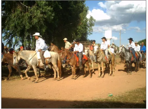 Foto  9  -  Chegada  da  cavalgada:  Comunidade  Cruzeiro  dos  Martírios,  Catalão  (GO) - 2008