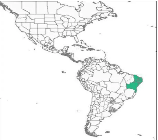 Figura  3.  Distribuição  natural  de  Melipona  scutellaris  no  território  brasileiro