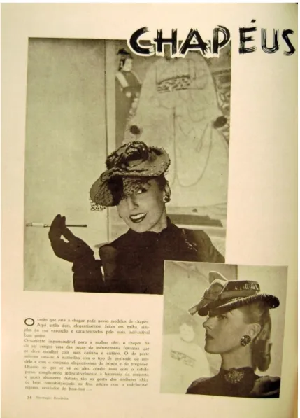 Figura  07:  Mudança  na  configuração  das  propagandas  de  cigarro,  na  edição de janeiro de 1944, que passam a se mostrar como uma seção de  moda, no entanto, o cigarro permanece presente