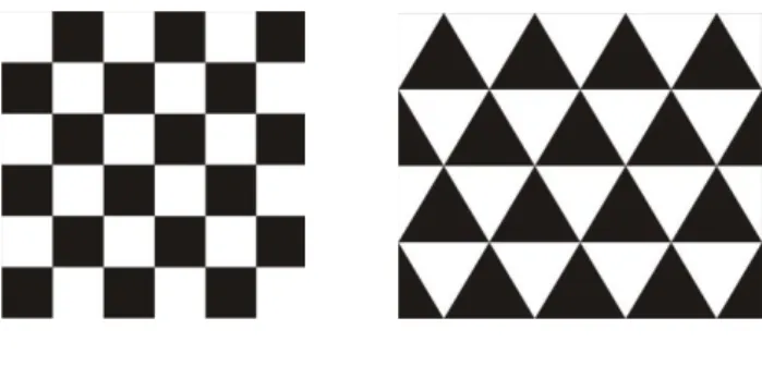 Fig. 11  –  Motivos geometrizantes mencionados por dona  Nilma, denominados xadrez e biquinho, segundo ela, 