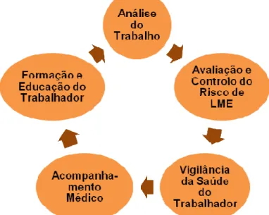 Figura 4. Programa ergonómico de prevenção de LME (Adaptado do National Institute of  Occupational Safety and Health (NIOSH), 1995) 