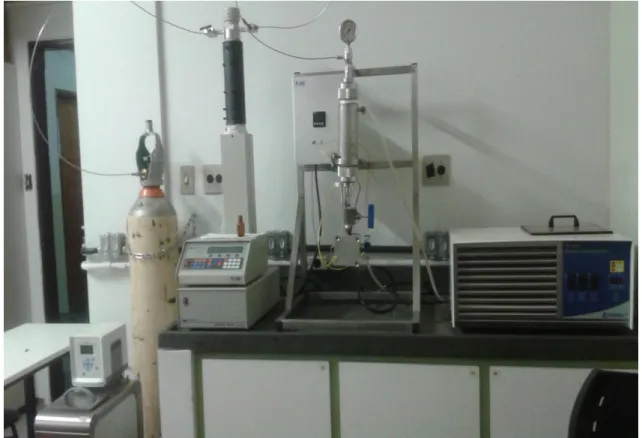 Figura  11.  Imagem  do  aparato  experimental  utilizado  na  extração  com  CO 2   em  condições  supercríticas