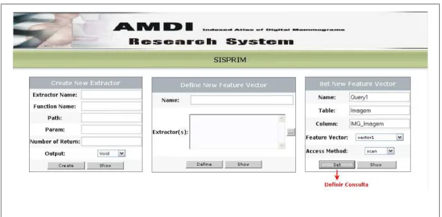 Figura 4.5: Interface para a administração do SISPRIM: definindo consultas.