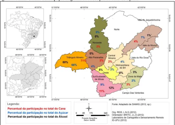 Figura 4: Minas Gerais: Participação Regional da Produção da cana-de-açúcar 