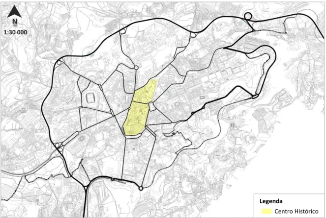 Figura 7: Mapa de localização do centro histórico  Fonte: Elaboração própria (autoCAD) 