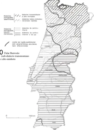 Figura n.º 2 – Mapa geolinguístico de Lindley Cintra 