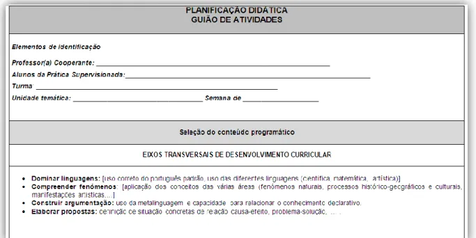 Ilustração 4 - Elementos da matriz de planificação 