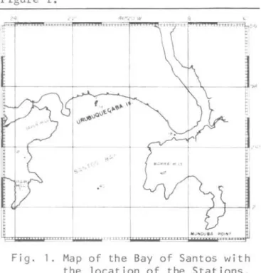 Fig.  1.  Map  of  the  Bay  of  Santos  with  the  location  of  the  Stations. 