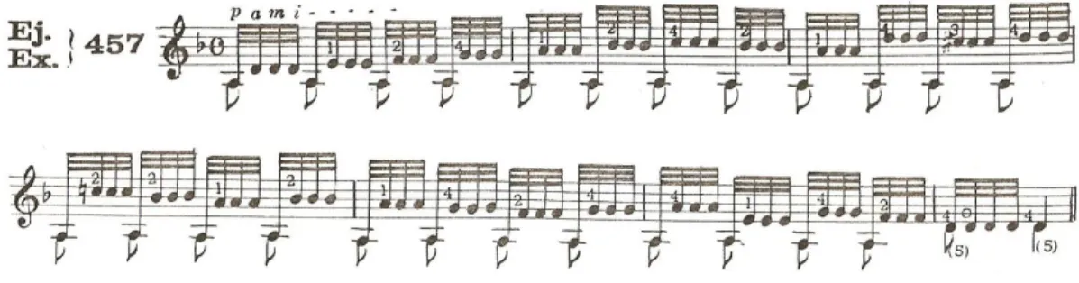 Figura  3 - Pujol, 1971, p. 100,  Escuela Razonada de la Guitarra, livro IV 